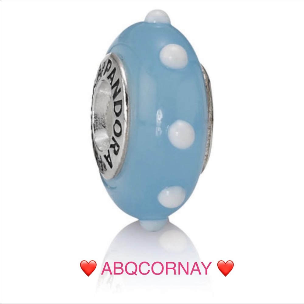 Pandora 790629 Sterling Light Blue & White Murano Glass Seeing Spots Charm